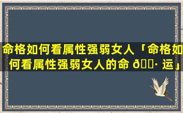 命格如何看属性强弱女人「命格如何看属性强弱女人的命 🕷 运」